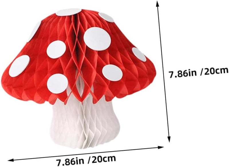 Mushroom Honeycomb Decorations Bright Tissue Paper Ornaments 20cm for Birthday Shower Wonderland Theme - Image 2